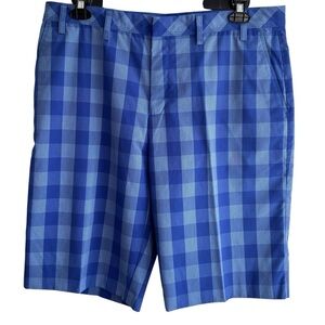 Adidas Golf Shorts Men’s 36 Blue Plaid Stretch Lightweight Preppy Pickleball